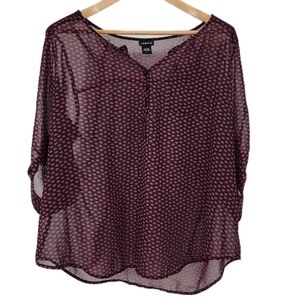 Torrid Sheer Lip Print Blouse Black and Pink Red 2